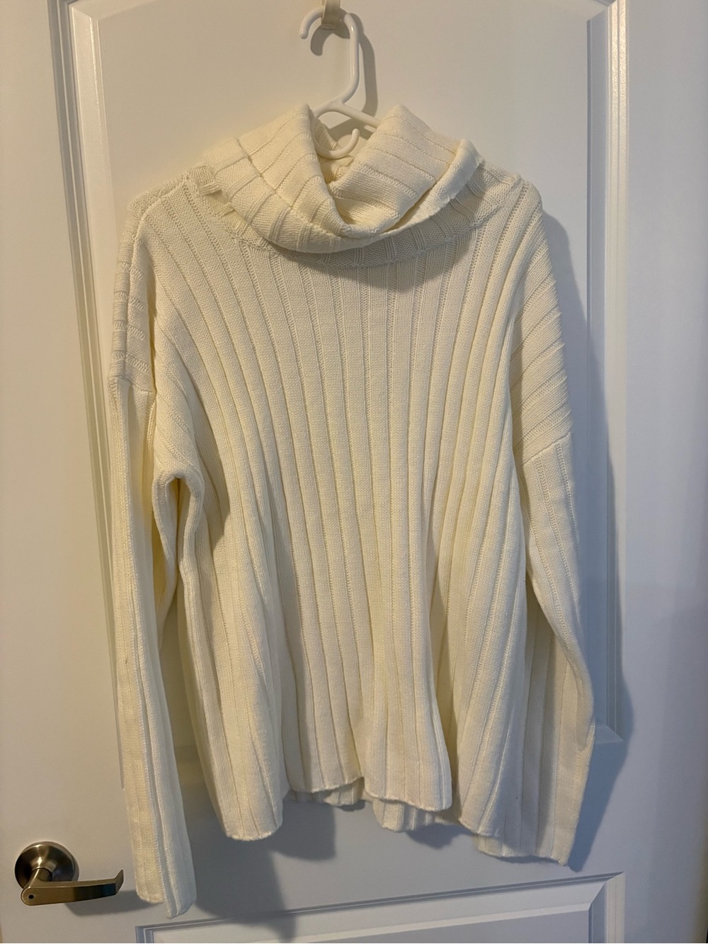 2-Lord & Taylor Cream Ribbed Cowl Neck Sweater